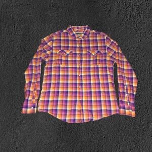 Forever 21 plaid orange/purple western flannel shirt